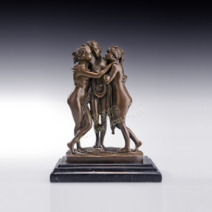 铜雕古希腊美惠三女神BA109欧式工艺品酒店客厅书房家居桌面摆件