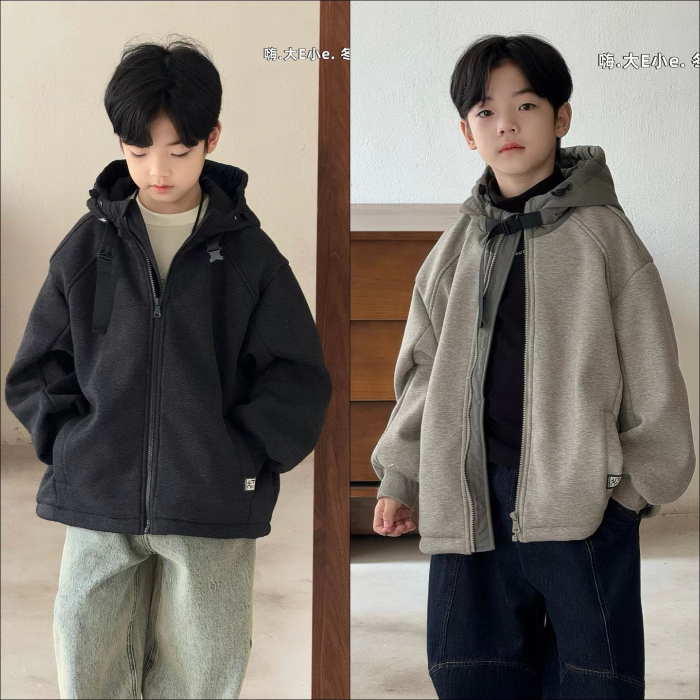 大E小e童装双层加厚卫衣保暖外套