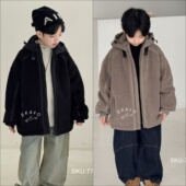 布芮欧童装 男女童厚实毛绒外套拼接夹棉保暖棉服77032 2025冬新款