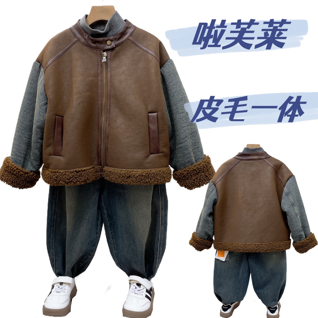 啦芙莱加厚皮毛一体夹克外套