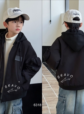 布芮欧童装2025冬新款男童假两件棉服中大童飞行员夹棉外套63181