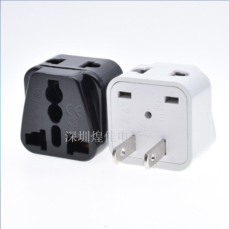 美标两脚插头 一转二两扁脚美规日本泰国台湾国标转换插座wdi-6
