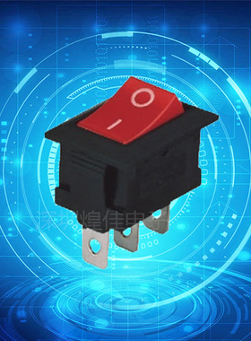 船型开关KCD1 3脚2档带红灯图  15X21