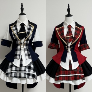 【甜蜜魔法】定金AKB0048袭名组渡边麻友红黑格黑白格打歌服cos服