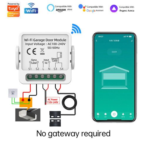 涂鸦WiFi车库门智能开关模块控制
