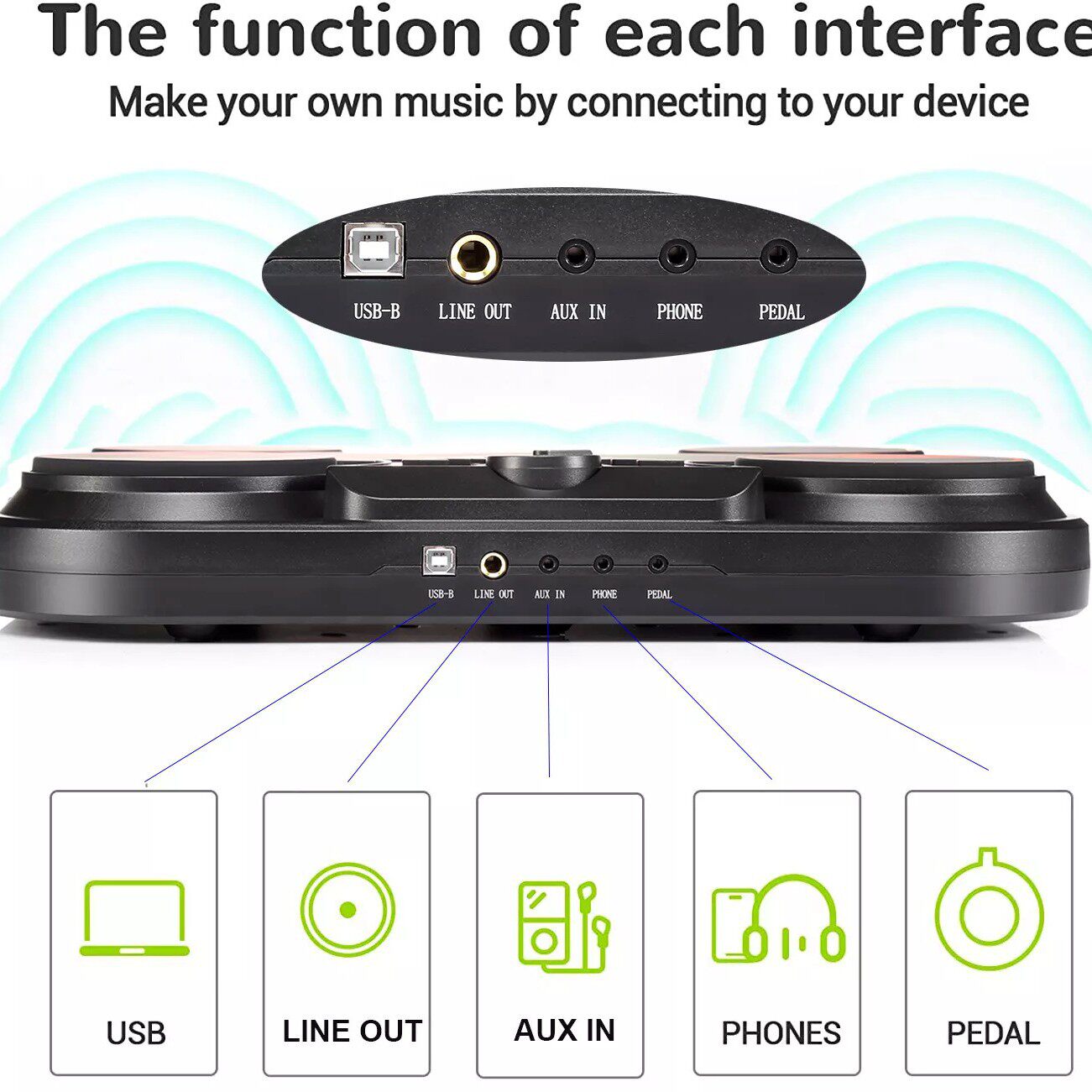 2023跨境新品可插耳机装卸方便双触发爵士鼓儿童成人打击板电子鼓