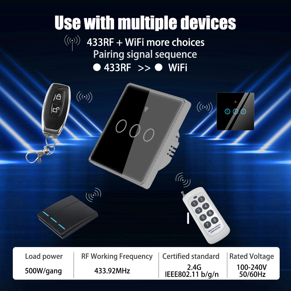 易微联WiFi+RF433智能开关墙壁开