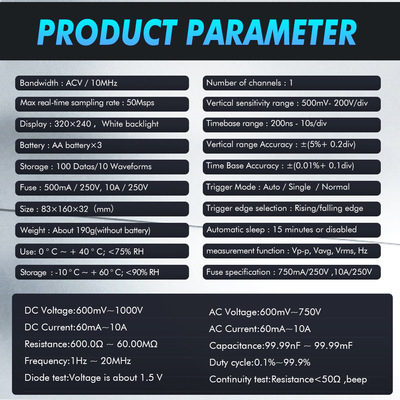 TOOLTOPET828PRO示波万用表10MH