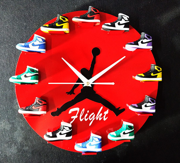 AJ挂钟AirJordan钟表Sneaker飞人创意球鞋模型时钟现代钟球迷礼物