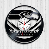 黑胶唱片挂钟Vinyl Wall Clock西雅图海鹰队足球运动创意时钟挂表