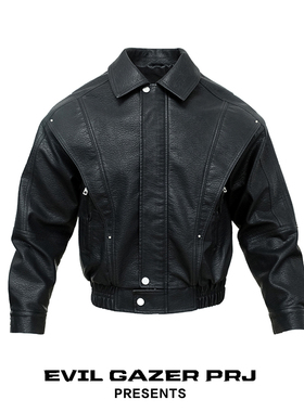 EVIL GAZER复古Archive宽松短款仿生机车皮衣夹克座山雕外套