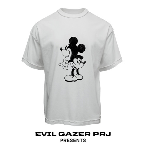 EVIL GAZER 复古水洗做旧黑色new vintage卡通印花宽松短袖T恤男