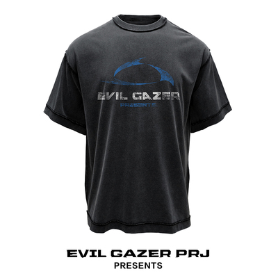 EVIL GAZER 复古洗水做旧vintage蜡染黑色几何旋涡宽松短袖T恤