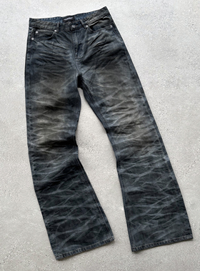 EVIL GAZER 立体猫须喷蜡水波纹dirtyfit微喇叭做脏喇叭牛仔裤
