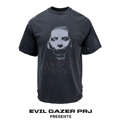 EVIL GAZER 复古newvintage暗黑德国战车人像破洞宽松短袖T恤男