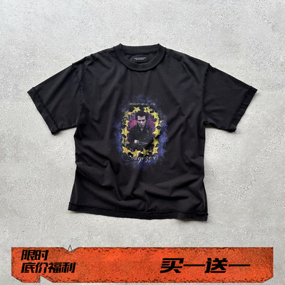 EVIL GAZER复古做旧vintage骷髅十字架印花铁锈黑宽松短袖T恤tee