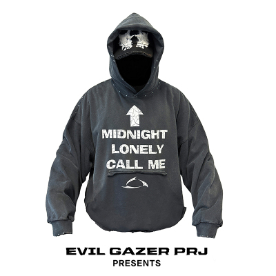 EVIL GAZER标语印花复古水洗磨破洞boxy短款宽松卫衣男dirtyfit风