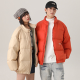 冬新标鸭绒中性潮牌阔版特氟龙袋口小印花立领羽绒服粉9171P280，男装羽绒服，星座1207