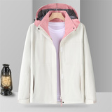 秋冬外套防风防水情侣夹克小牛津单冲带帽薄款冲锋衣粉白9852P85，男装夹克，星座1207