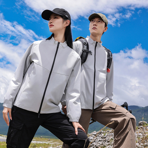 秋冬外套防风防水雨夹克小牛登山立领单冲薄款冲锋衣藏青9851P65图片