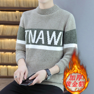 冬季保暖毛衣针织衫加厚黄金绒圆领宽松毛衫休闲百搭黑色M9028P38图片
