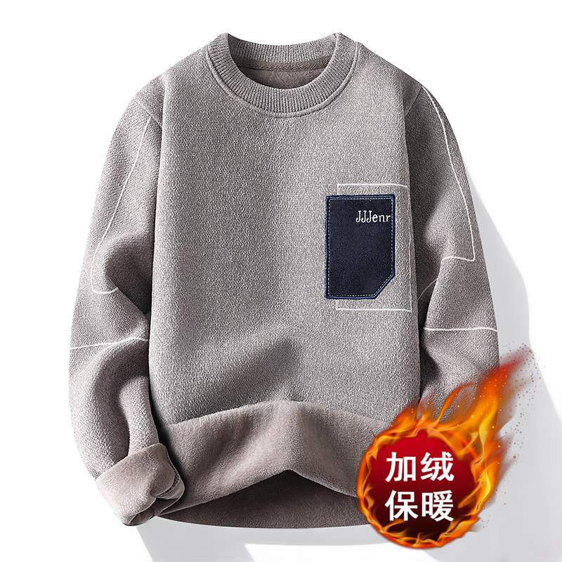 一体绒奥利绒双面加厚针织毛衫衣美式打底卫衣宽松套头卡9262P33,男装针织衫/毛衣,星座1207