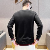 长袖男欧版大码卫衣精品商务烫钻直播套头休闲圆领商务黑9751P45，男装卫衣，星座1207