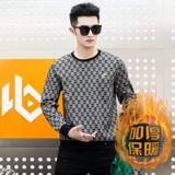 冬季长袖男简欧版大码卫衣套头加绒加厚印花圆脸杏色9753加绒P55，男装卫衣，星座1207