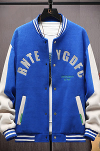 高质量直播颗粒绒拼接日系棒球服男夹克外套风衣棉服兰色9825P75图片