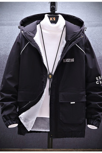 冬季棉服男模特加厚夹克风衣保暖外套工装棉衣挂拍黑色862加绒图片
