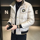 冬季简欧洲站羽绒服刺绣亮面90%白鸭商务立领厚外套黑色Y9183P280，男装羽绒服，星座1207