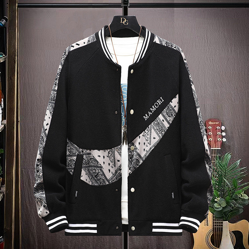 高质量直播颗粒绒拼接日系棒球服男夹克外套风衣棉服绿色9821P75,男装夹克,星座1207