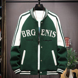 高质量直播颗粒绒拼接日系棒球服男夹克外套风衣棉服黑色9823P75，男装夹克，星座1207
