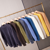 冬季保暖针织衫加厚仿貂绒毛衣圆领宽松毛衫纯色大码橘色M9038P35，男装针织衫/毛衣，星座1207