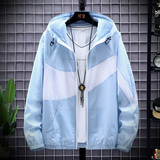 夏季防晒衣防晒服超薄透气连帽户外挂拍外套工装外贸蓝F566，男装夹克，星座1207