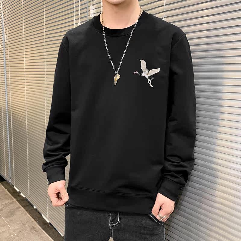 春季长袖棉卫衣男5XL国风刺绣飞鹤港风情侣大码宽松红9677P30,男装卫衣,星座1207