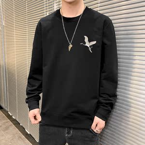 春季长袖棉卫衣男5XL国风刺绣飞鹤港风情侣大码宽松红9677P30图片