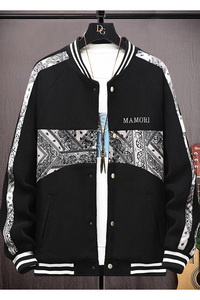 高质量直播颗粒绒拼接日系棒球服男夹克外套风衣棉服黑色9822P75图片