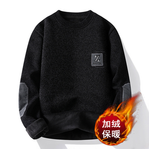 一体绒奥利绒双面加厚针织毛衫衣美式打底卫衣宽松套头黑9263P33图片