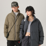 冬季新标90鸭绒中性潮牌阔版特氟龙暗格立领羽绒服绿色9170P240，男装羽绒服，星座1207