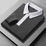 秋冬拼接卫衣长袖POLO衫280G重磅休闲翻领情侣舒适灰1611P40，男装卫衣，星座1207