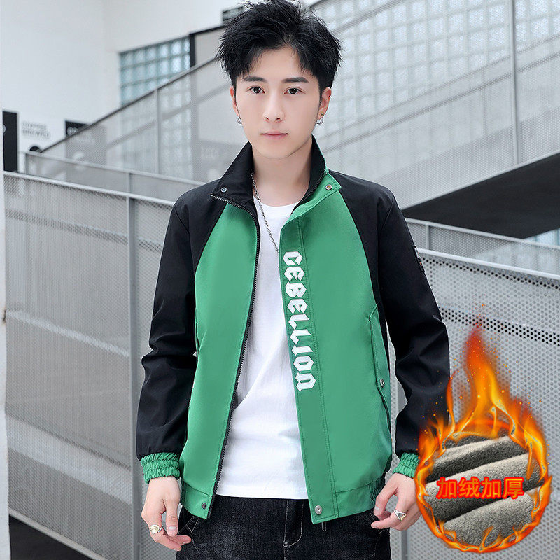 冬季新款棉服男模特加厚夹克风衣保暖外套工装棉衣绿9809加绒图片