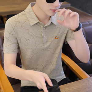 夏季棉短袖Polo衫翻领t恤男冰丝凉爽时尚休闲商务绅士卡其9527P32,男装Polo衫,星座1207