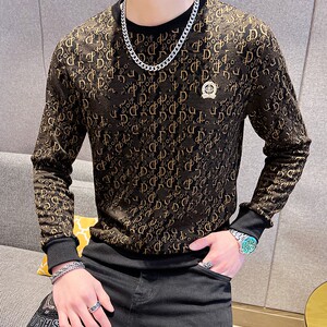 长袖男大码蒙太奇卫衣商务直播套头休闲圆领时尚欧版黑色9750P45图片