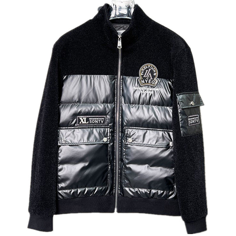 冬季高端金貂绒羽绒服拼接亮面90%白鸭商务立领外套Y9180P280,男装羽绒服,星座1207
