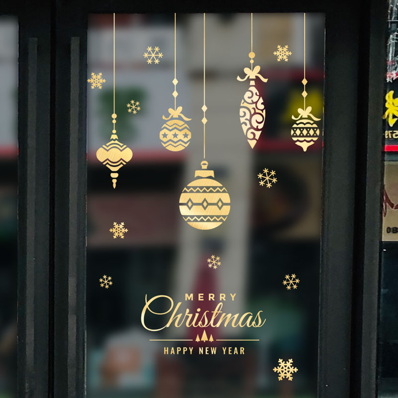 圣诞装饰品店面场景布置圣诞节饰品挂饰装扮橱窗贴创意玻璃门贴纸