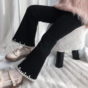 女童裤子加绒春秋冬款儿童洋气喇叭裤2025新款百搭女孩休闲打底裤