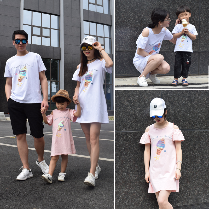 亲子装夏一家三口母女装2019新款潮韩版潮沙滩网红连衣裙短袖T恤在类目 童装/婴儿装/亲子装, 亲子装/亲子时装中 - 来自Buy2taobao.com提供专业的淘宝代购服务