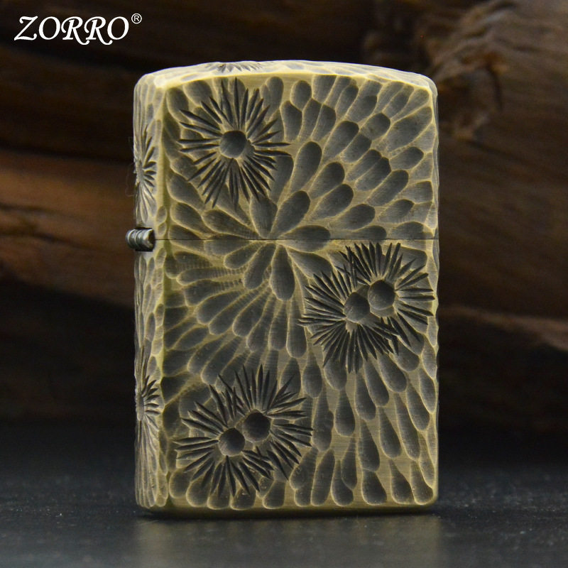 zorro佐罗ziipp打火机zioip正品ziopo煤油zipio纯铜zipip原珊瑚坑