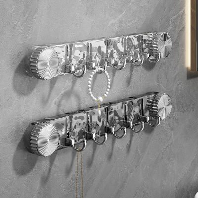 旋转吸盘水波纹排钩挂钩免打孔强力承重卫生间一排壁挂厨房置物架